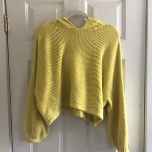 Cropped Yellow Knit Hoodie